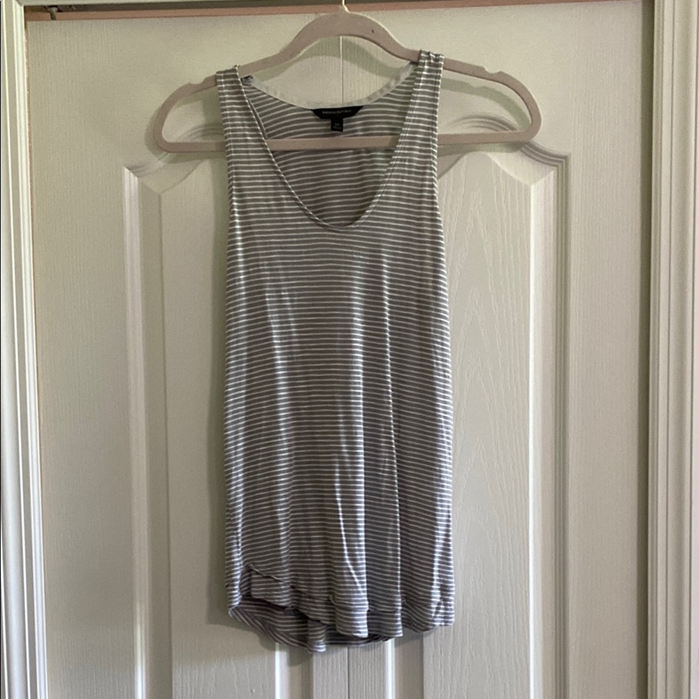 Banana Republic Gray and White Striped Sleeveless Tank Top